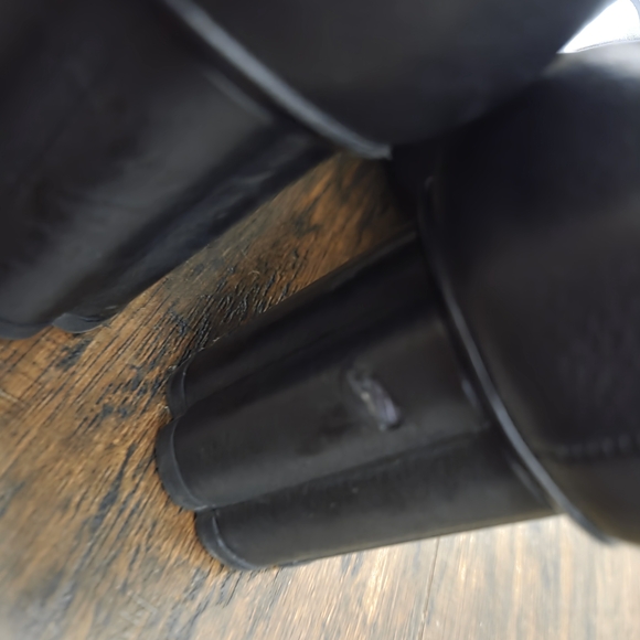 Salvatore Ferragamo Black Leather Heels with Gold Accents - Picture 6 of 10